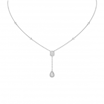 MESSIKA MY TWIN TIE NECKLACE 2X 0.10CT WHITE GOLD DIAMOND NECKLACE 06693-WG